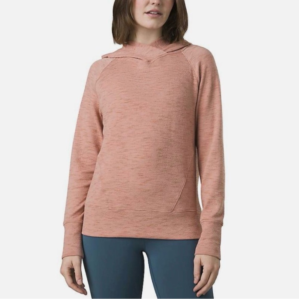 Prana Sunrise Pullover Hoodie Pink Sand Small Sweatshirt Lightweight Double Knit
